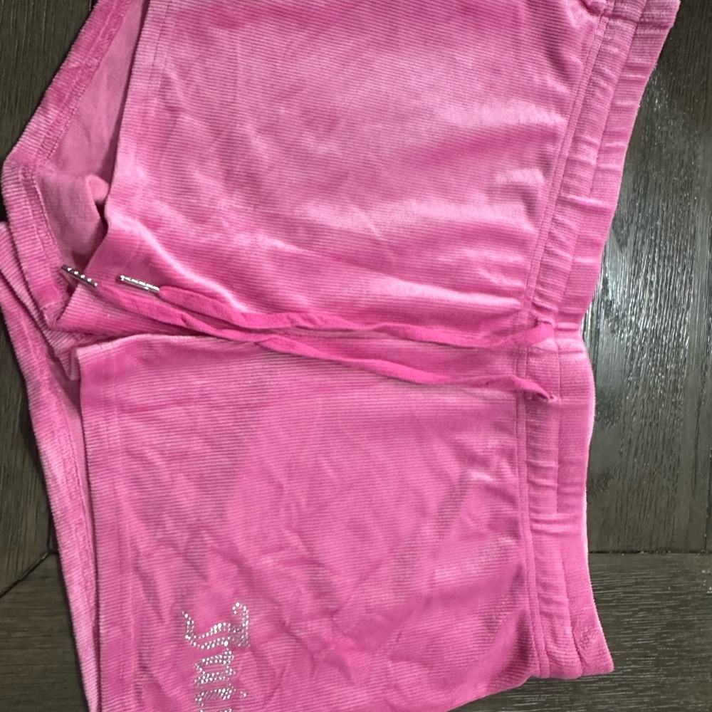 Vintage Juicy Couture Pink Velour Shorts with Sparkle Accents
